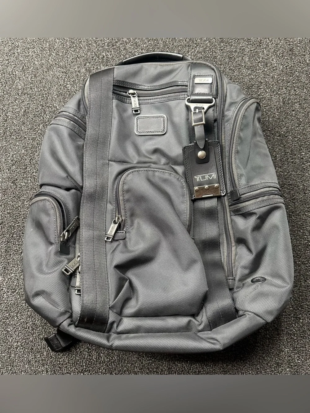 Tumi Black Nylon Backpack with Leather Trim
